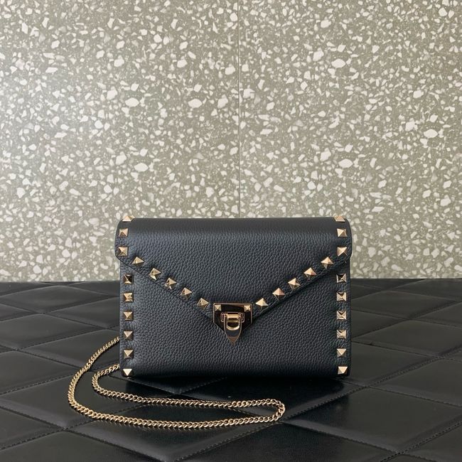 VALENTINO ROCKSTUD Small Calfskin Handbag VA088 black&gold
