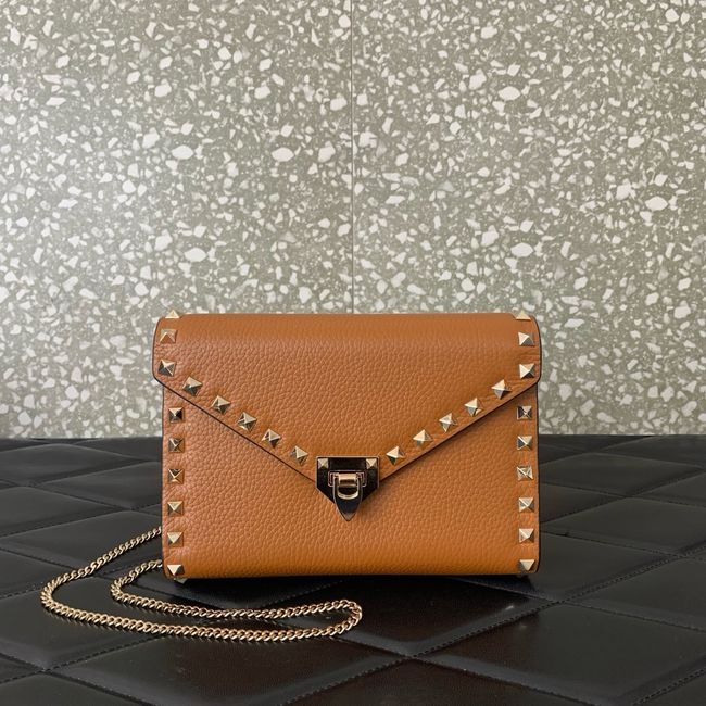 VALENTINO ROCKSTUD Small Calfskin Handbag VA088 camel