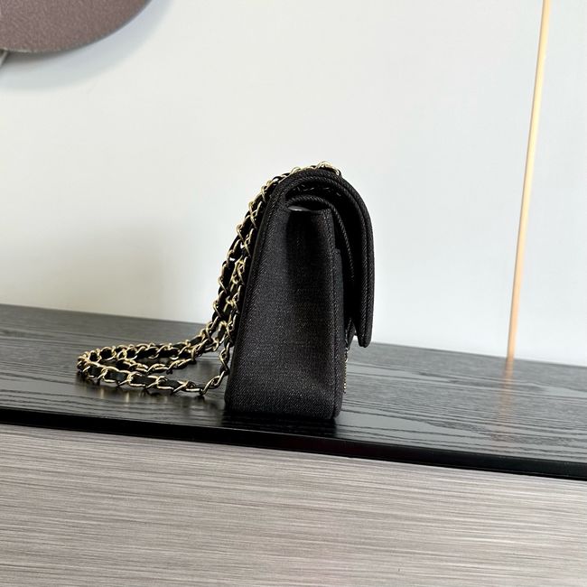 Chanel Classic 11.12 Handbag A01112 Embroidered Denim black Chanel Classic 11.12 Handbag A01112 Embroidered Denim black