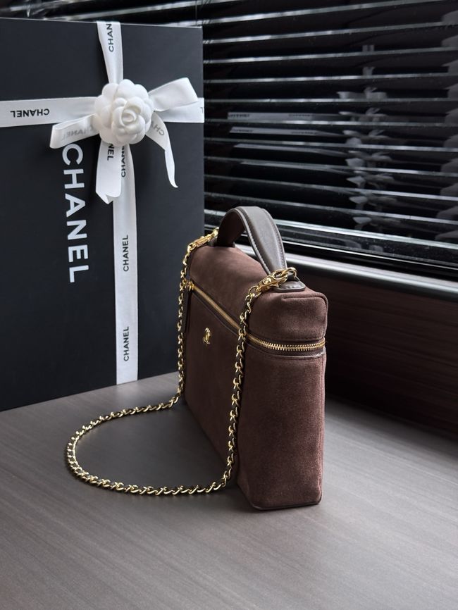 CHANEL Maxi Vanity with chain AS6473 dark brown