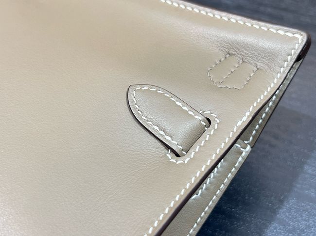 Hermes Jypsiere mini shoulder bag H088004 light gray &silver buckle