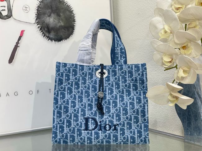Dioriviera Small Spongy Book Tote Blue and White Spongy Dior Oblique Fabric M1460P Dioriviera Small Spongy Book Tote Blue and White Spongy Dior Oblique Fabric M1460P