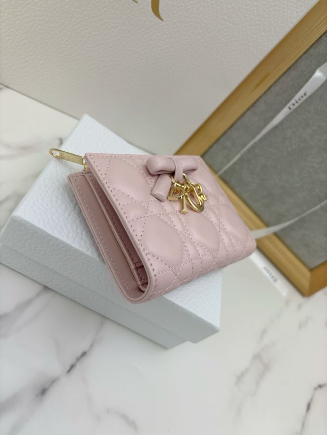 Lady Dior Dahlia Wallet Craie Cannage Lambskin S2065-5