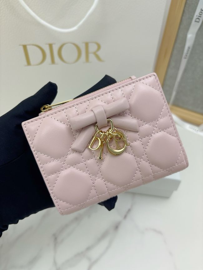 Lady Dior Dahlia Wallet Craie Cannage Lambskin S2065-5