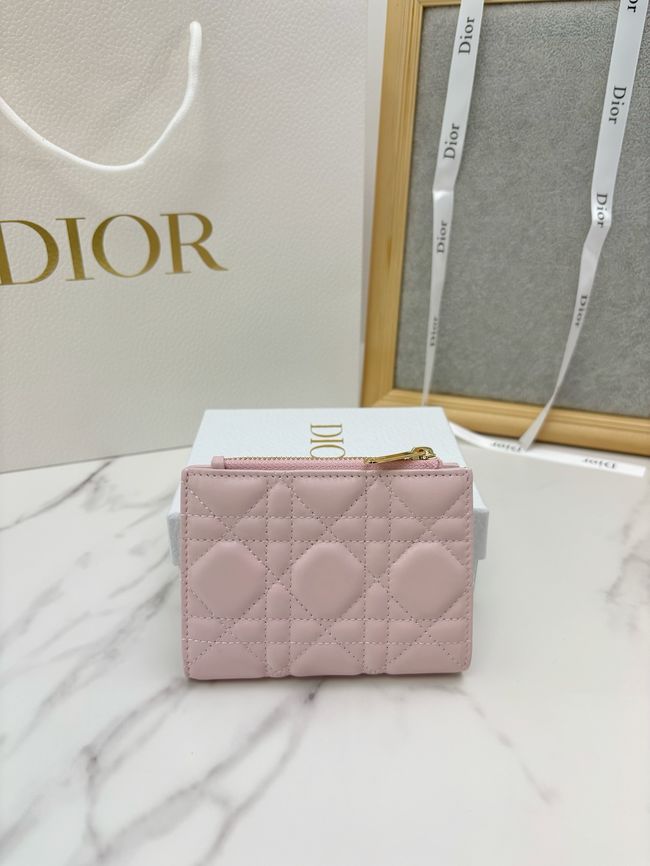 Lady Dior Dahlia Wallet Craie Cannage Lambskin S2065-5