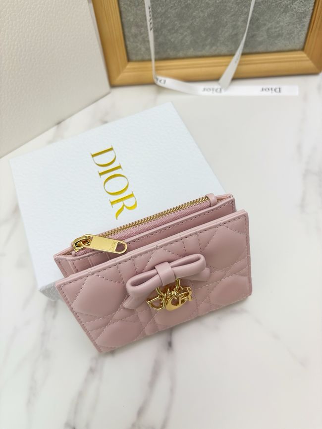 Lady Dior Dahlia Wallet Craie Cannage Lambskin S2065-5