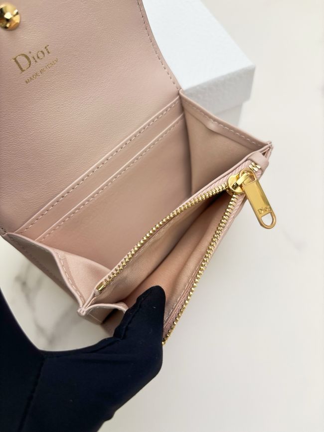 Lady Dior Dahlia card holder Craie Cannage Lambskin S2067-6