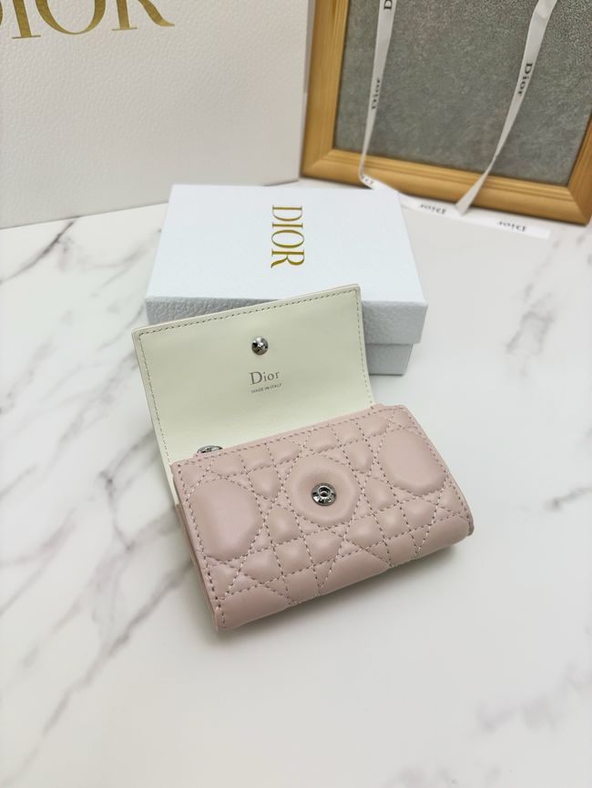 Lady Dior Dahlia card holder Craie Cannage Lambskin S2067-8