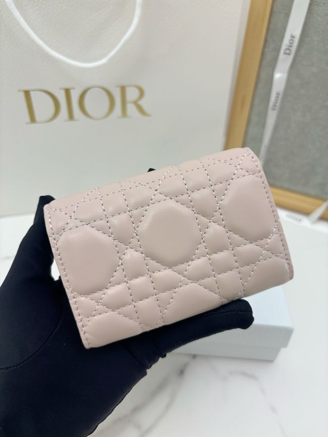 Lady Dior Dahlia card holder Craie Cannage Lambskin S2067-8