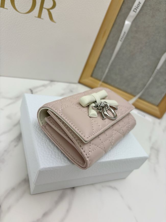 Lady Dior Dahlia card holder Craie Cannage Lambskin S2067-8