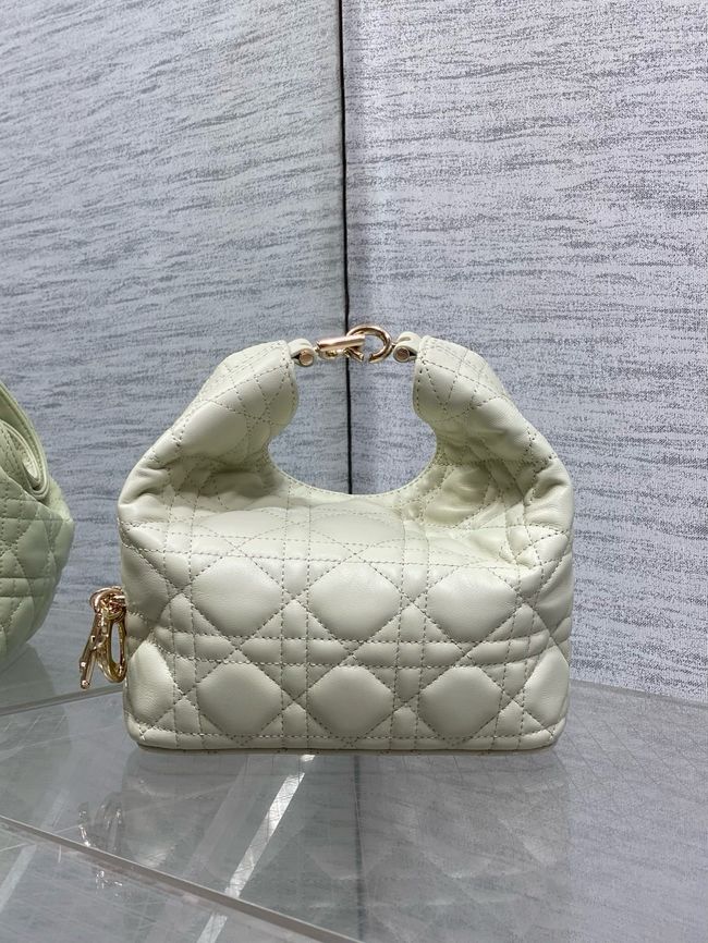 Mini Dior Toujours Hobo Bag Cannage Lambskin M2868O Ivory Mini Dior Toujours Hobo Bag Cannage Lambskin M2868O Ivory