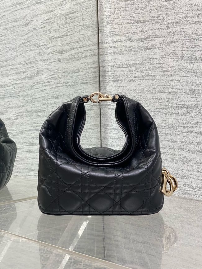 Mini Dior Toujours Hobo Bag Cannage Lambskin M2868O black