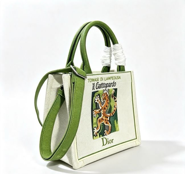 Small Dior Book Tote with Strap Embroidery M1404OE green Small Dior Book Tote with Strap Embroidery M1404OE green
