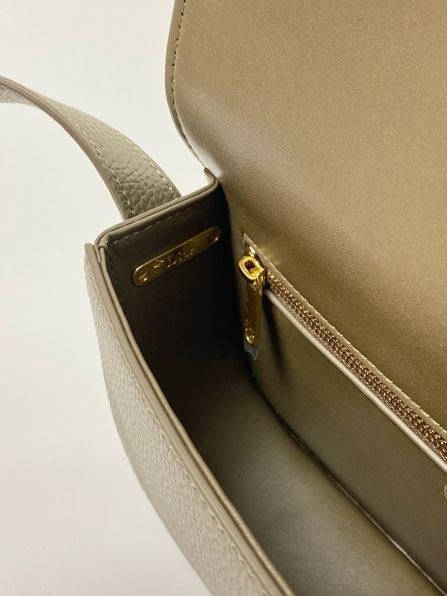 Small Dior Medaillon Flap Bag Grained Calfskin M3919Q Khaki Small Dior Medaillon Flap Bag Grained Calfskin M3919Q Khaki