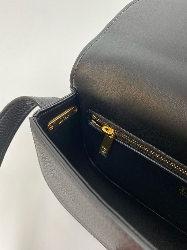 Small Dior Medaillon Flap Bag Grained Calfskin M3919Q black Small Dior Medaillon Flap Bag Grained Calfskin M3919Q black