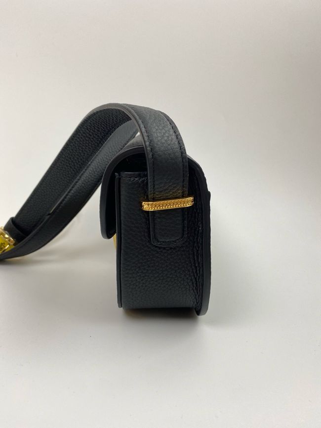 Small Dior Medaillon Flap Bag Grained Calfskin M3919Q black Small Dior Medaillon Flap Bag Grained Calfskin M3919Q black
