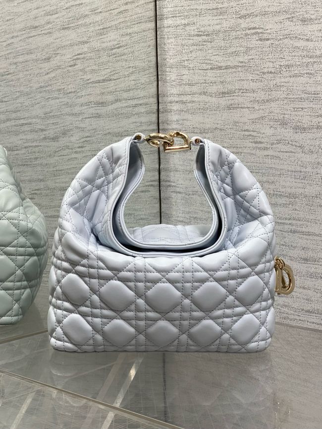 Small Dior Toujours Hobo Bag Ice Blue Cannage Lambskin M2867O Small Dior Toujours Hobo Bag Ice Blue Cannage Lambskin M2867O
