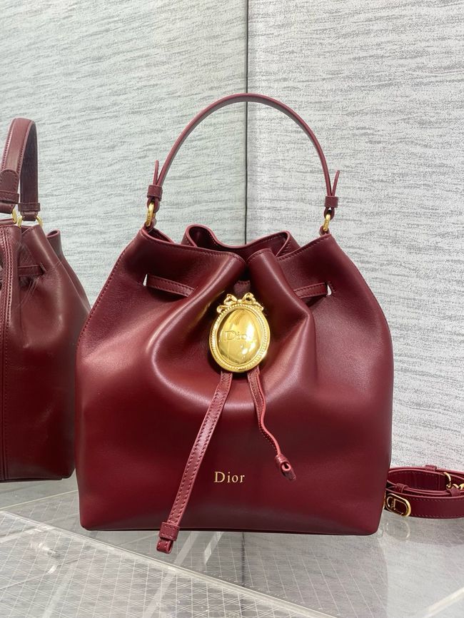 Dior Calfskin Medium Tote Bag 67534 burgundy Dior Calfskin Medium Tote Bag 67534 burgundy