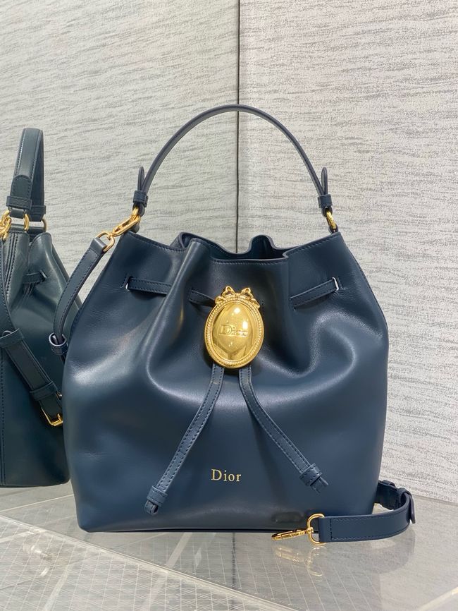 Dior Calfskin Medium Tote Bag 67534 dark blue