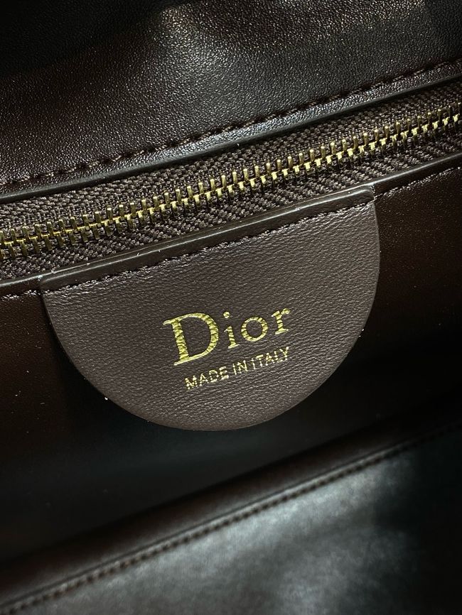 Dior Suede Calfskin Medium Tote Bag 67534 dark brown Dior Suede Calfskin Medium Tote Bag 67534 dark brown
