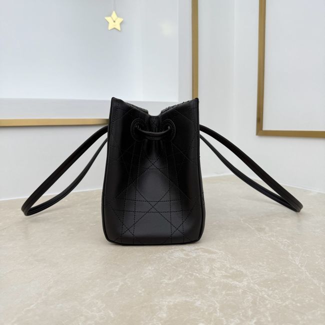 Small Dior Promenade Shopping Bag Black Flat Cannage Calfskin M1410O Small Dior Promenade Shopping Bag Black Flat Cannage Calfskin M1410O