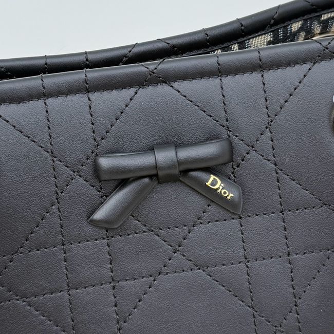 Small Dior Promenade Shopping Bag Black Flat Cannage Calfskin M1410O Small Dior Promenade Shopping Bag Black Flat Cannage Calfskin M1410O