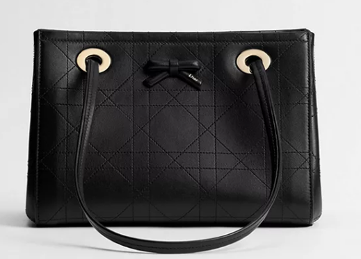 Small Dior Promenade Shopping Bag Black Flat Cannage Calfskin M1410O
