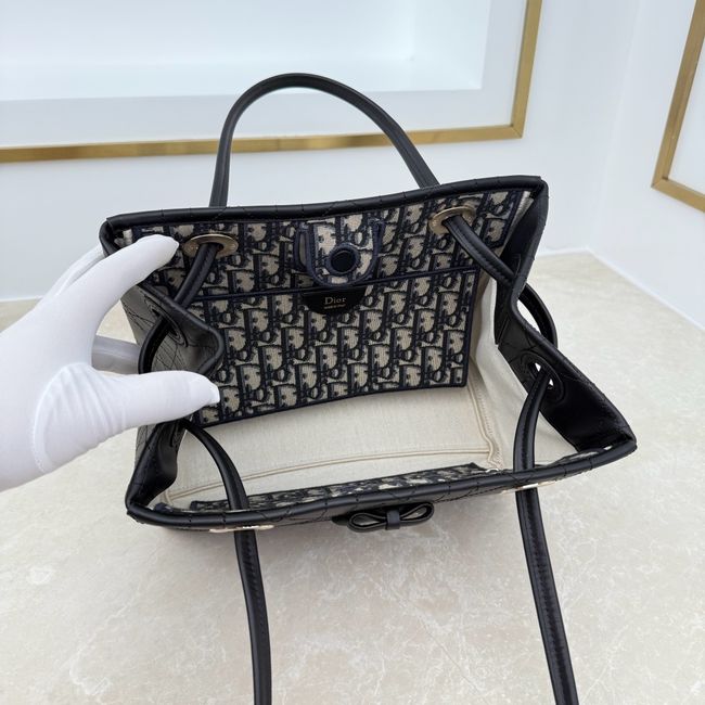 Small Dior Promenade Shopping Bag Black Flat Cannage Calfskin M1410O Small Dior Promenade Shopping Bag Black Flat Cannage Calfskin M1410O