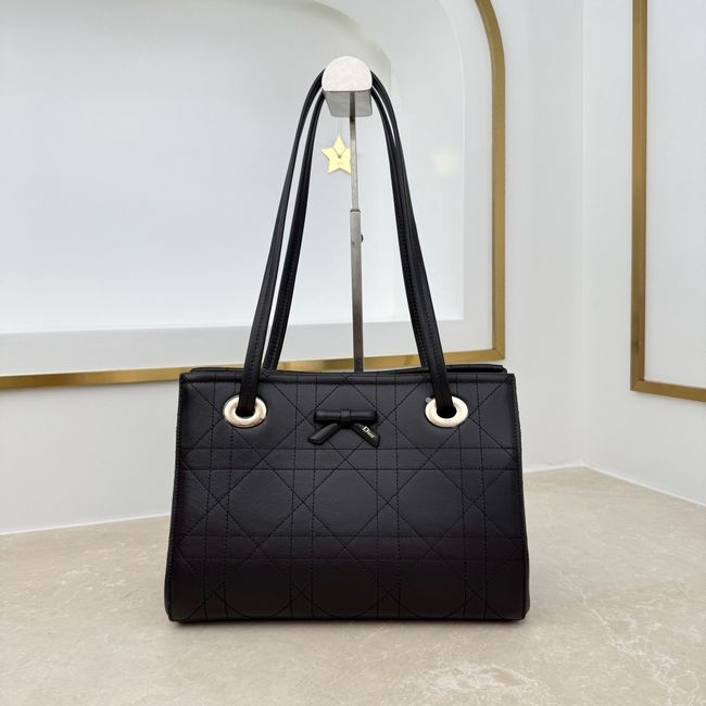 Small Dior Promenade Shopping Bag Black Flat Cannage Calfskin M1410O Small Dior Promenade Shopping Bag Black Flat Cannage Calfskin M1410O