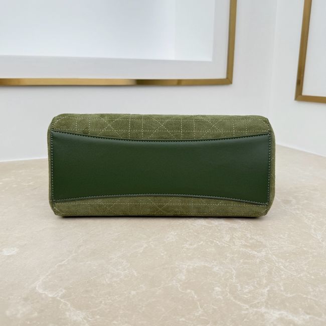 Small Dior Promenade Shopping Bag Khaki Flat Cannage Suede Calfskin M1410O Small Dior Promenade Shopping Bag Khaki Flat Cannage Suede Calfskin M1410O