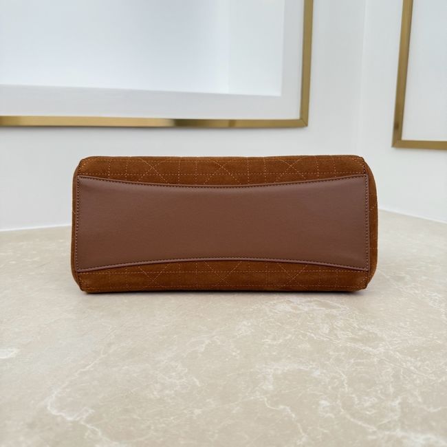 Small Dior Promenade Shopping Bag brown Flat Cannage Suede Calfskin M1410O Small Dior Promenade Shopping Bag brown Flat Cannage Suede Calfskin M1410O