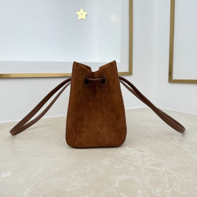 Small Dior Promenade Shopping Bag brown Flat Cannage Suede Calfskin M1410O Small Dior Promenade Shopping Bag brown Flat Cannage Suede Calfskin M1410O