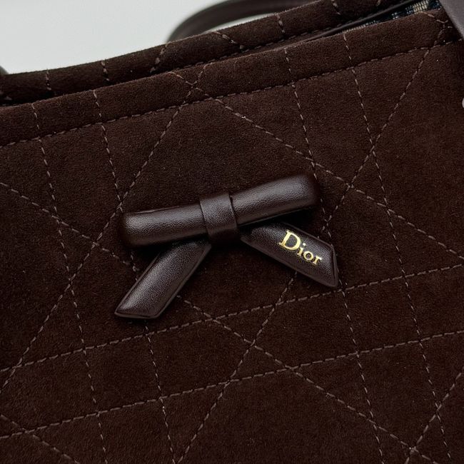 Small Dior Promenade Shopping Bag dark brown Flat Cannage Suede Calfskin M1410O Small Dior Promenade Shopping Bag dark brown Flat Cannage Suede Calfskin M1410O