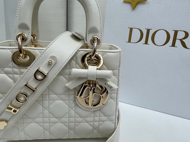 Small Lady Dior Bag with Strap Cannage Lambskin M0531OU Ivory Small Lady Dior Bag with Strap Cannage Lambskin M0531OU Ivory