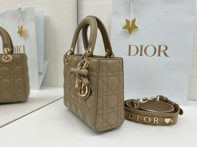 Small Lady Dior Bag with Strap Cannage Lambskin M0531OU dark Apricot Small Lady Dior Bag with Strap Cannage Lambskin M0531OU dark Apricot
