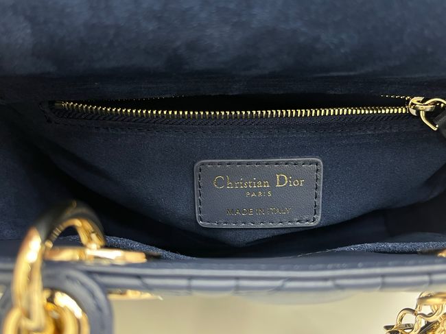 Small Lady Dior Bag with Strap Cannage Lambskin M0531OU dark blue Small Lady Dior Bag with Strap Cannage Lambskin M0531OU dark blue