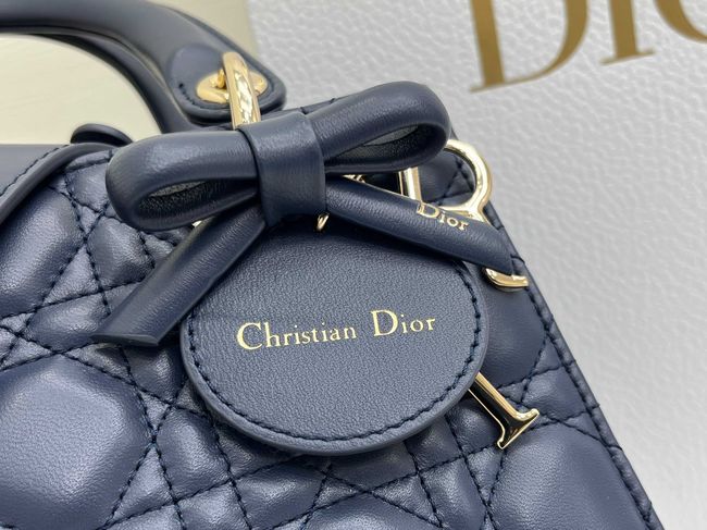 Small Lady Dior Bag with Strap Cannage Lambskin M0531OU dark blue Small Lady Dior Bag with Strap Cannage Lambskin M0531OU dark blue