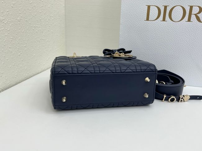 Small Lady Dior Bag with Strap Cannage Lambskin M0531OU dark blue Small Lady Dior Bag with Strap Cannage Lambskin M0531OU dark blue