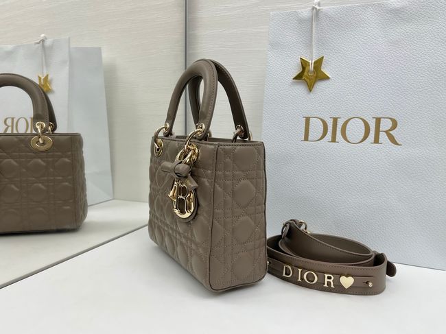 Small Lady Dior Bag with Strap Cannage Lambskin M0531OU dark gray Small Lady Dior Bag with Strap Cannage Lambskin M0531OU dark gray