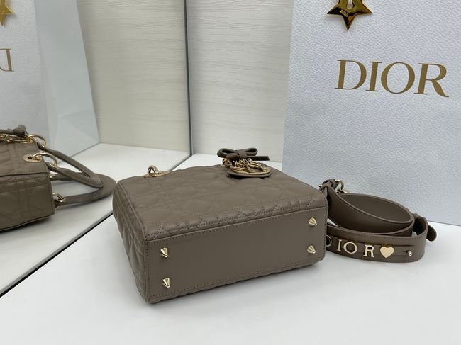 Small Lady Dior Bag with Strap Cannage Lambskin M0531OU dark gray Small Lady Dior Bag with Strap Cannage Lambskin M0531OU dark gray