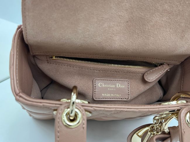 Small Lady Dior Bag with Strap Cannage Lambskin M0531OU dark pink Small Lady Dior Bag with Strap Cannage Lambskin M0531OU dark pink