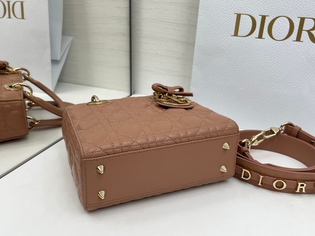 Small Lady Dior Bag with Strap Cannage Lambskin M0531OU dark pink Small Lady Dior Bag with Strap Cannage Lambskin M0531OU dark pink