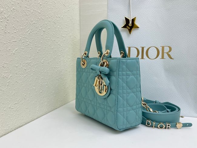 Small Lady Dior Bag with Strap Cannage Lambskin M0531OU lake blue Small Lady Dior Bag with Strap Cannage Lambskin M0531OU lake blue