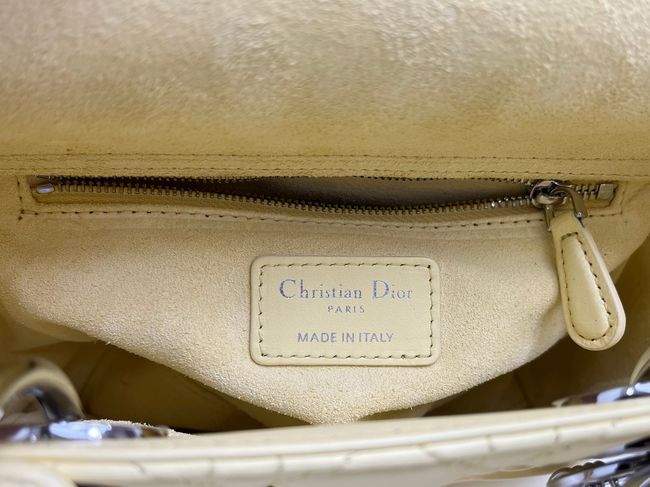 Small Lady Dior Bag with Strap Cannage Lambskin M0531OU yellow Small Lady Dior Bag with Strap Cannage Lambskin M0531OU yellow