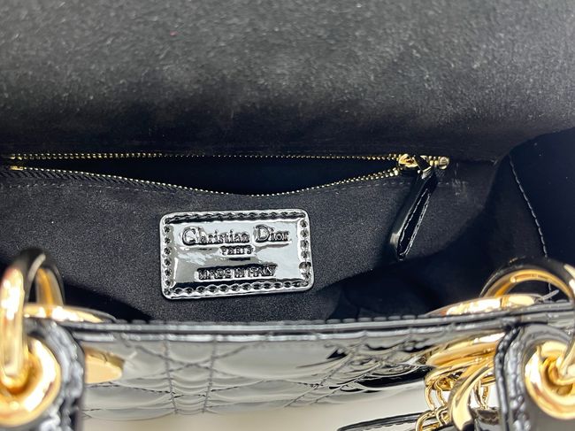Small Lady Dior Bag with Strap Cannage patent leather M0531OU black Small Lady Dior Bag with Strap Cannage patent leather M0531OU black
