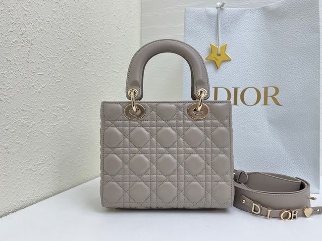 Small Lady Dior Bag with Strap Cannage patent leather M0531OU gray Small Lady Dior Bag with Strap Cannage patent leather M0531OU gray