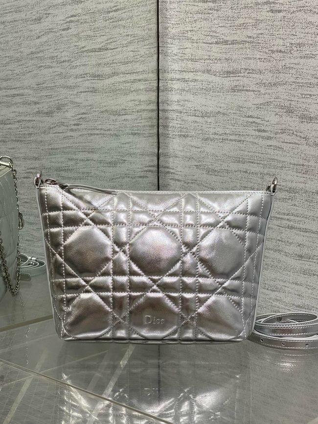 Diorling Mini Bag Macrocannage Lambskin S2613OU Silver Diorling Mini Bag Macrocannage Lambskin S2613OU Silver