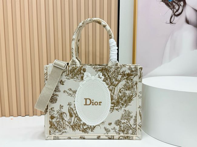 Medium Dior Book Tote with Strap Oblique Embroidery M1354PE-1