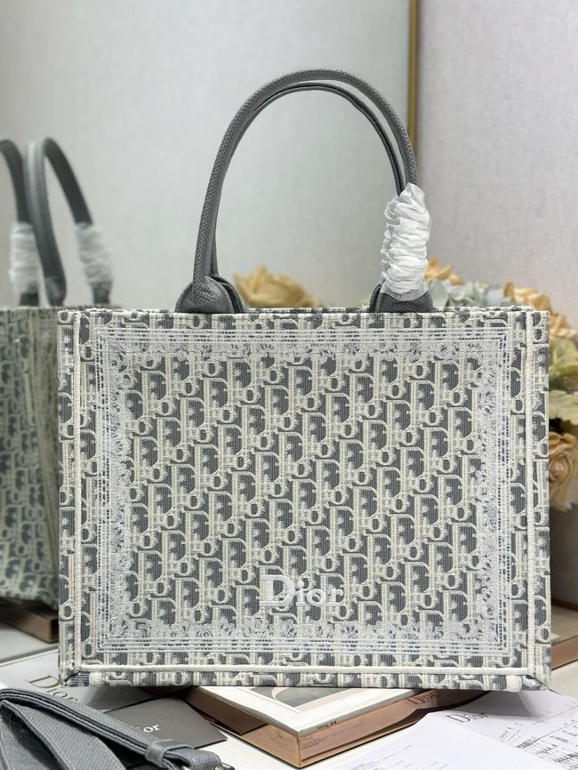 Medium Dior Book Tote with Strap Oblique Embroidery M1354PE-2 Medium Dior Book Tote with Strap Oblique Embroidery M1354PE-2