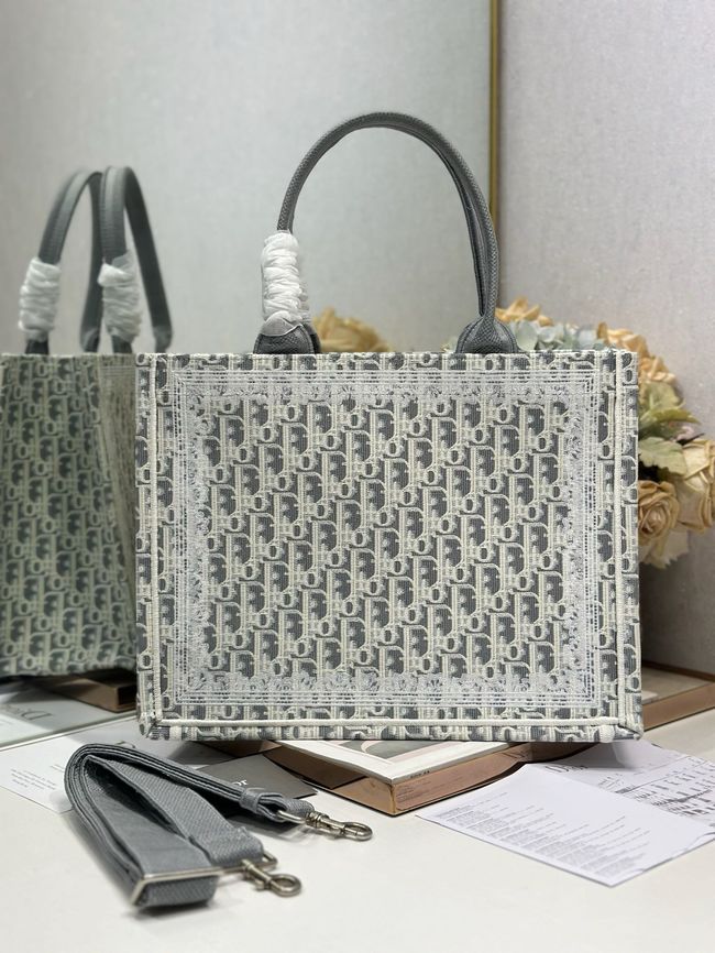 Medium Dior Book Tote with Strap Oblique Embroidery M1354PE-2 Medium Dior Book Tote with Strap Oblique Embroidery M1354PE-2